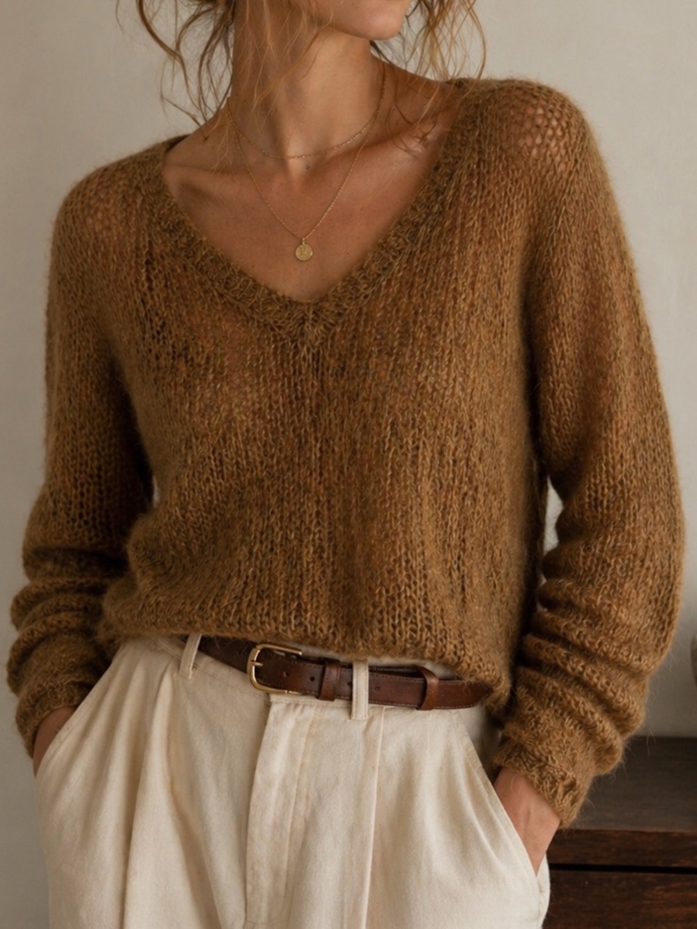 Mes Demoiselles Paris Mohair Blend Basket-Weave Sparkle Sweater | Size 1 small